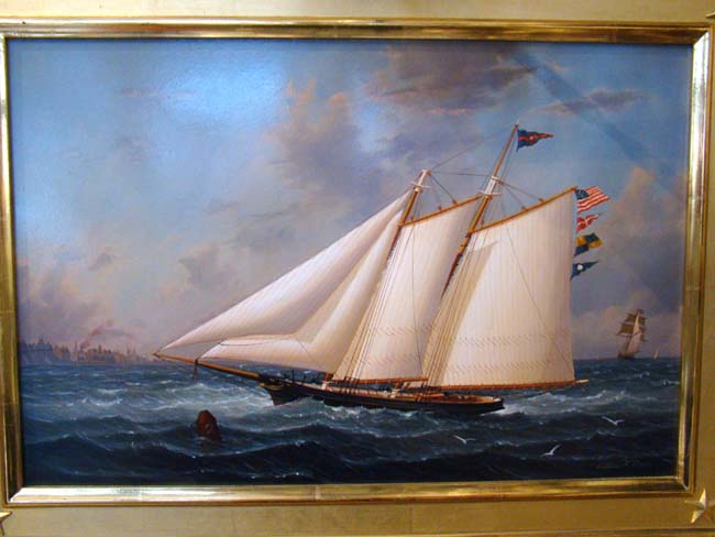"Racing Trials off Oak Bluffs," an original oil painting by William R. Davis